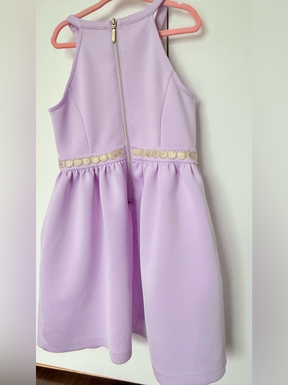 Lilly Pulitzer Girls' Lavender Party Dress with Gold Trim Sz M 6-7 - Picture 6 of 7